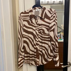 Brown and Beige Button Up